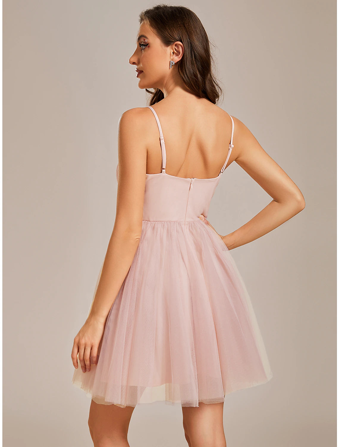 Wholesale A-Line Homecoming Dresses Princess Dress Cocktail Party Birthday Short / Mini Sleeveless Spaghetti Strap Tulle with Ruched